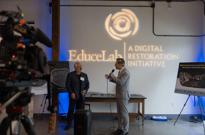 Professor Brent Seales and Provost Robert DiPaola welcome guests during exclusive look inside EduceLab.