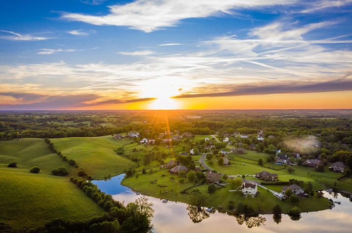 sunrise over a rural landscape