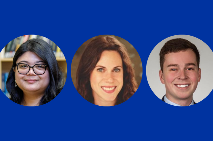From left, Mariel Bello, Ph.D.; Allison Glasser, Ph.D.; and Daniel McCalley, Ph.D