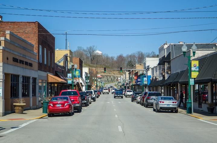 rural main street in Corbin, KY