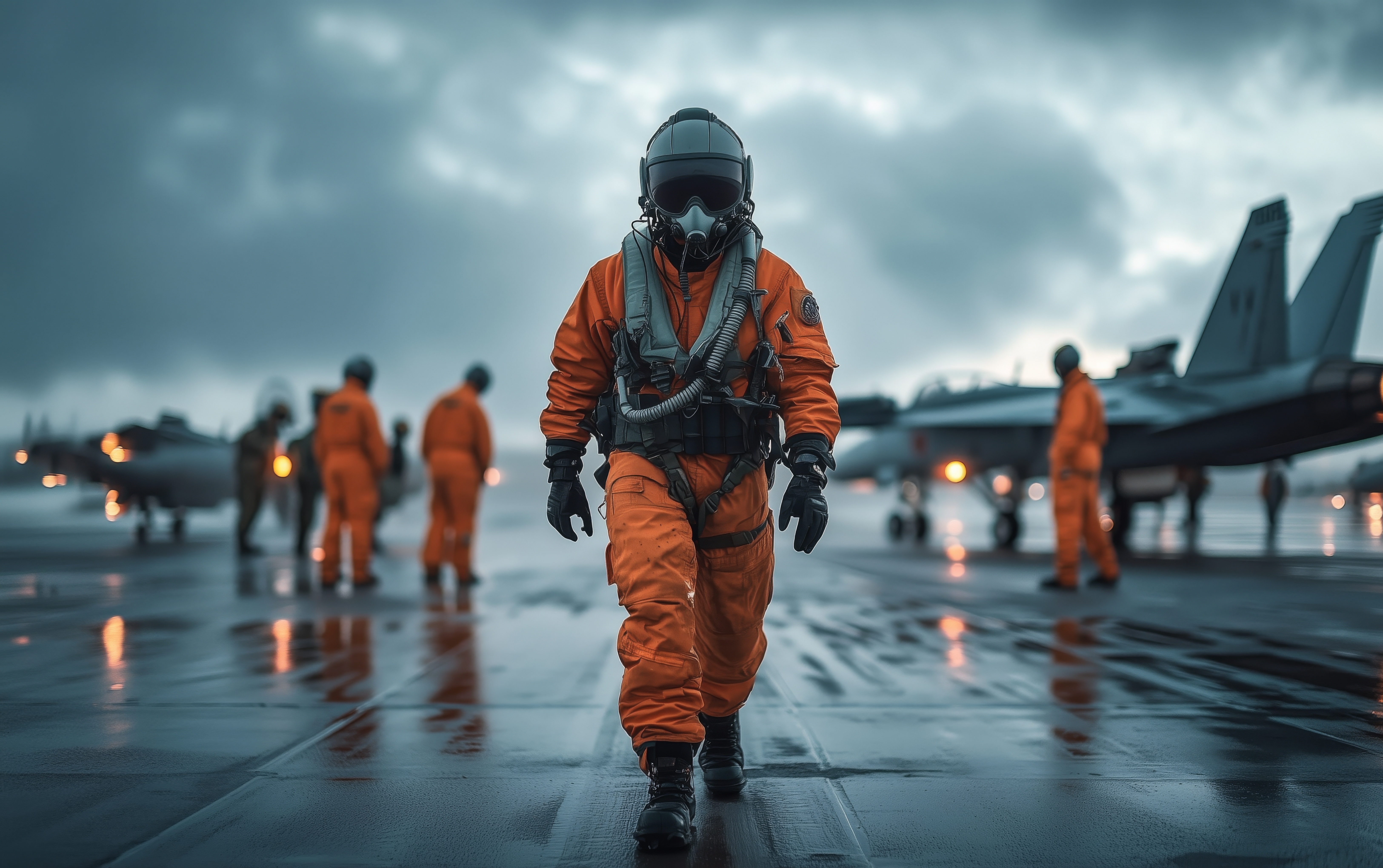 military fighter pilot walking in front of planes 