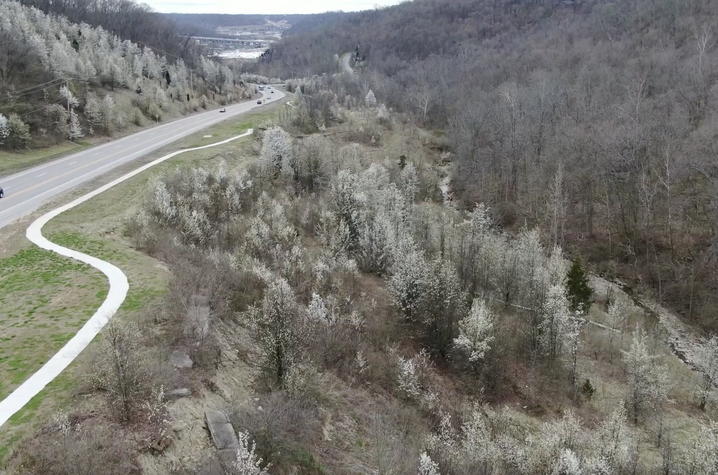 Alarge rotational landslide, or slump, along Highland Pike in Kenton County