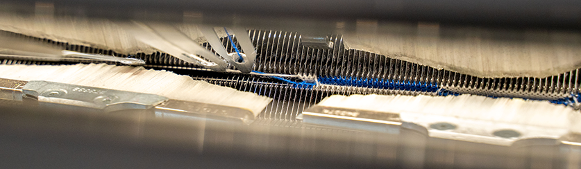 close-up of a digital weaving machine