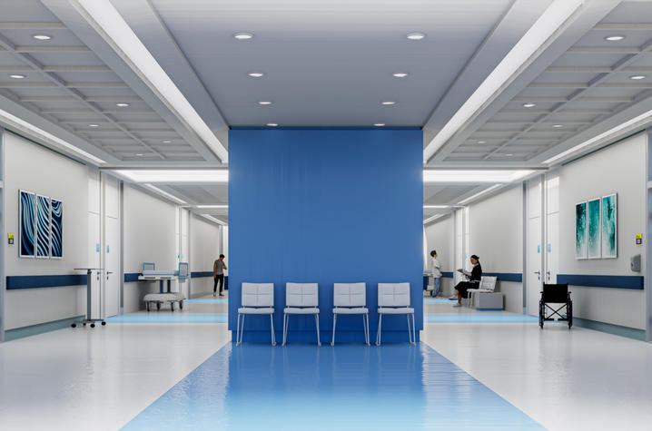empty chairs in a hospital waiting room