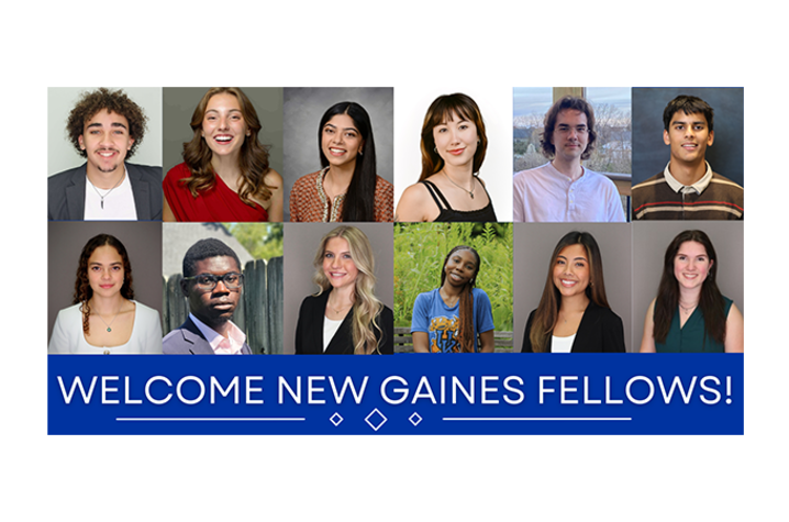 Group collage of Gaines Fellows with blue footer that reads "Welcome new Gaines Fellows!"