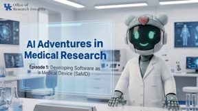Robot in a lab coat in a lab
