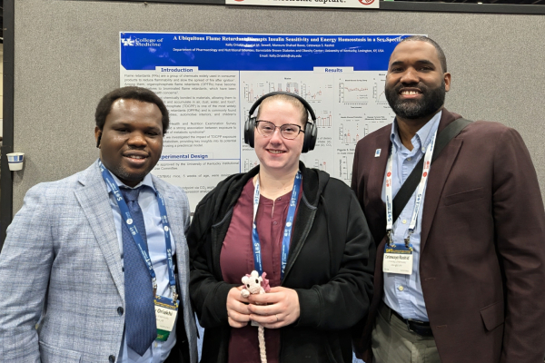 UK-CARES Cetewayo Rashid with UK Graduate student Krystal Sewell and Postdoc Kelly Oriakhi