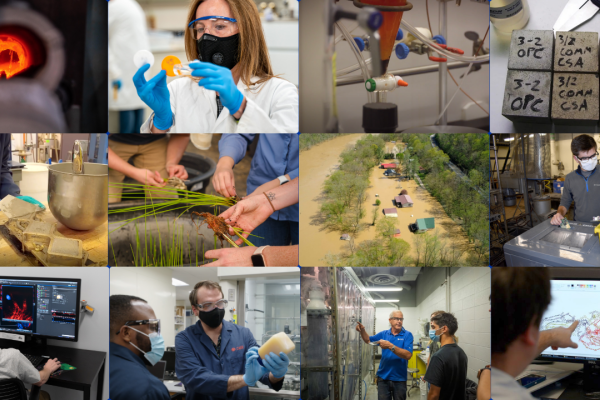 a collection of images showing research funded by NSF, DOD and DOE
