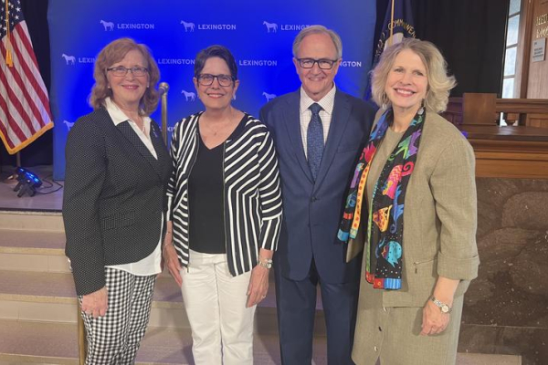 Ellen Hahn (left), Mayor Linda Gorton, Lee T. Todd Jr. and Rosalie Mainous 