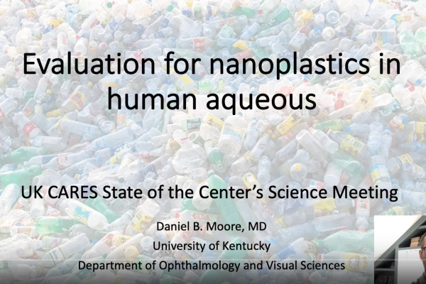 Presentation title page, 'Evaluation for nanopalstics in human aqueous'