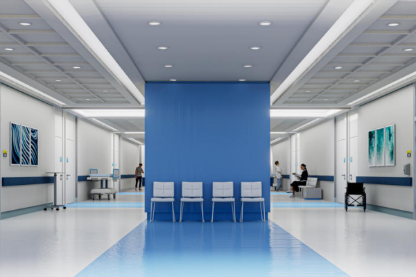 empty chairs in a hospital waiting room