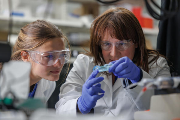 Student researcher Nina Jazdzewski and Martha Grady conduct research inside the Grady Lab. Mark Cornelison | UK Photo