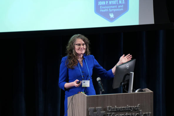 Erin Haynes, Dr.P.H., at last year’s John P. Wyatt, M.D. Environment and Health Symposium. 