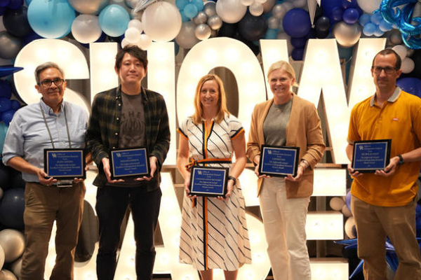 2025 Mentor of the Year winners, from left, Juan Canedo, Hisashi Sawada, Cassandra Gipson-Reichardt, Lindsey Fay and Nick Teets. 
