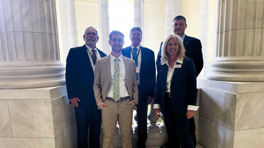 The KY Corn Growers Association members in the Cannon House Office Building in Washington, D.C. Pictured left to right Richard Preston, Travis Banet, Mark Roberts, Laura Knoth and Josh Lancaster.