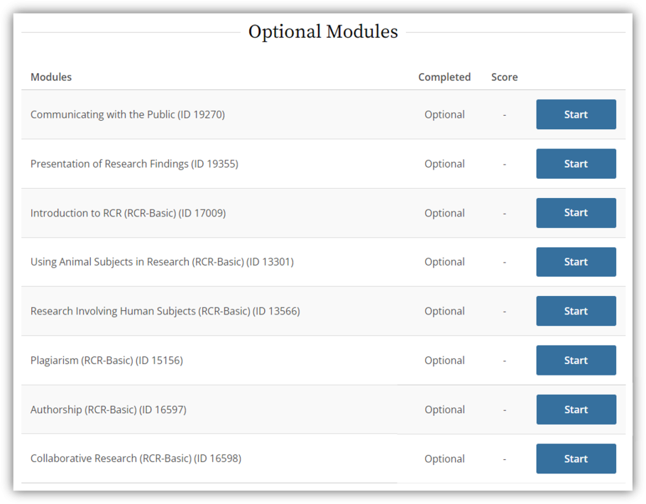 Optional RCR Modules