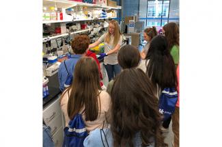 Ashley Stevens with students from Shelby Co. Middle School