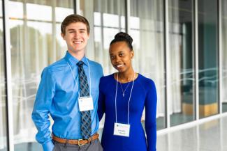 Undergraduate Research Ambassadors Joseph Walden and Kenyatta Mitchell at the 2019 Showcase of Undergraduate Scholars. Photo courtesy of UK Office of Undergraduate Research.