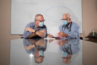 Pete Nelson, M.D., Ph.D., and Gregory A. Jicha, M.D., Ph.D., of the University of Kentucky's Sanders Brown Center on Aging. Mark Cornelison | UK Photo