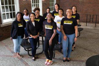 Jovonna Atkinson, Rayven Peterson, Danelle Stevens-Watkins, Ph.D., Shemeka Thorpe, Ph.D., Hadeel Ali, Ph.D., Candice Hargons, Ph.D., Brittany Miller Roenigk, Ph.D., Paris Wheeler, Natalie Malone and Jasmine Jester. Not pictured: Leah Holton, Destin Mizell