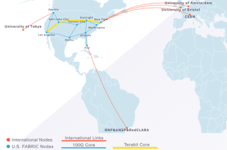 FABRIC will connect U.S. universities and labs to collaborators across the globe in Europe, Central America and Japan. Map provided by FABRIC.