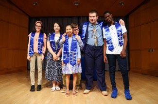UK HealthCare celebrated Karly, Ella, Elaine, Alvin, Richard and Daniel (left to right) as they became the first to graduate from Project SEARCH. Carter Skaggs | UKphoto