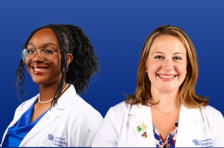 Chisom Iloegbunam, left, and Louise Scharff were chosen for the fourth cohort of the White Coats for Black Lives fellowships.