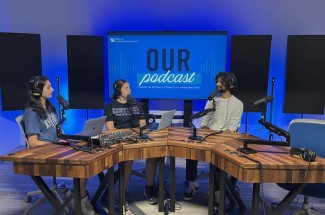 Members of the 2024-2025 University Research Ambasadors cohort participating in the Office for Undergraduate Research podcast.