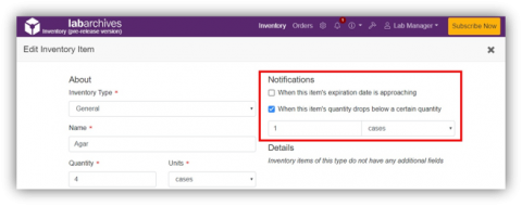 Quantity Notification