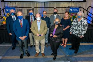 From left to right: Issam Harik, Eli Capilouto, Christopher R. Bollinger, Richard H. Underwood, Jonathan McFadden, Christopher Fry, Carol Mason, Jill Kolesar, Lisa Cassis