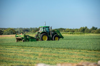 Cutting alfalfa on the Spindletop Research Farm in Lexington.