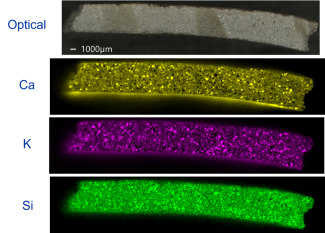 Optical microscopy and three elemental maps 