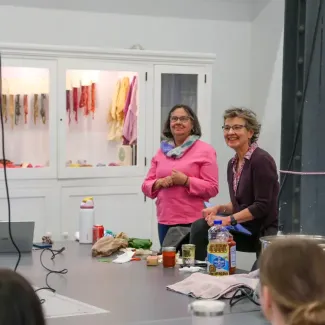 people working in the UK dye workshop