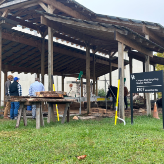 Campus tree upcycling sawmill pavilion