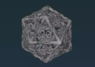 HeliScan Mk2 micro image of a d20