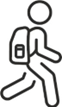 Person walking with backpack on shoulders