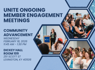 Member engagement flyer for a meeting taking place in Dickey Hall on February 18th