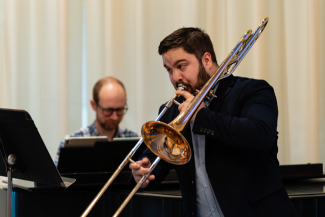 person playing trombone