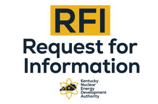 Graphic reading “RFI Request for Information” above the Kentucky Nuclear Energy Development Authority logo, featuring an atomic symbol surrounding the outline of Kentucky.