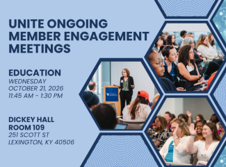 UNITE Ongoing Member Engagement Meeting taking place in Dickey Hall Room 109 October 21, 2026