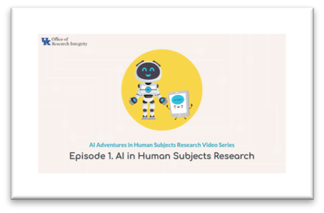 Episode 1. AI in Human Subjects Research (Cartoon- robot holding device hand)