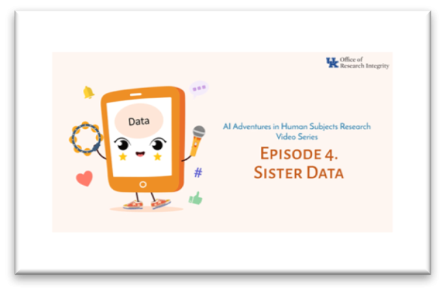 Episode 4. Sister Data (Cartoon - orange device with arms, legs, microphone, tambourine, and eyes)