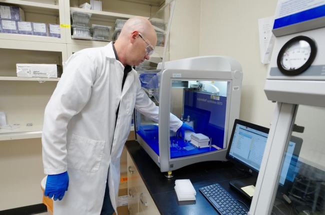 Allen page working in a lab