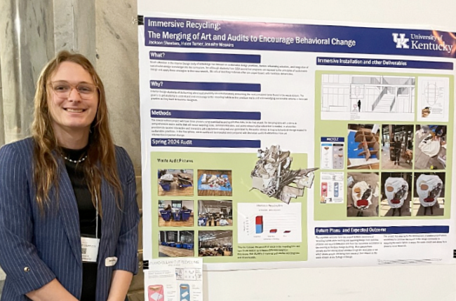 Jackie Skeeters with her research poster "The Merging of Art and Audits to Encourage Behavioral Change"
