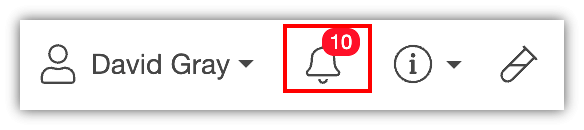 LabArchives bell icon for notifications, found next to name
