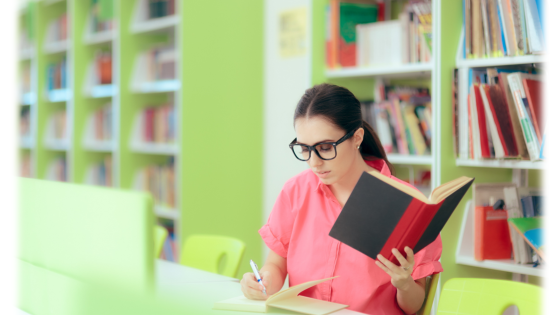 woman reading a book